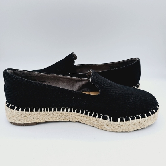 Joie Cara Black Canvas Jute Platform Slip-On Loafers - Picture 3 of 13